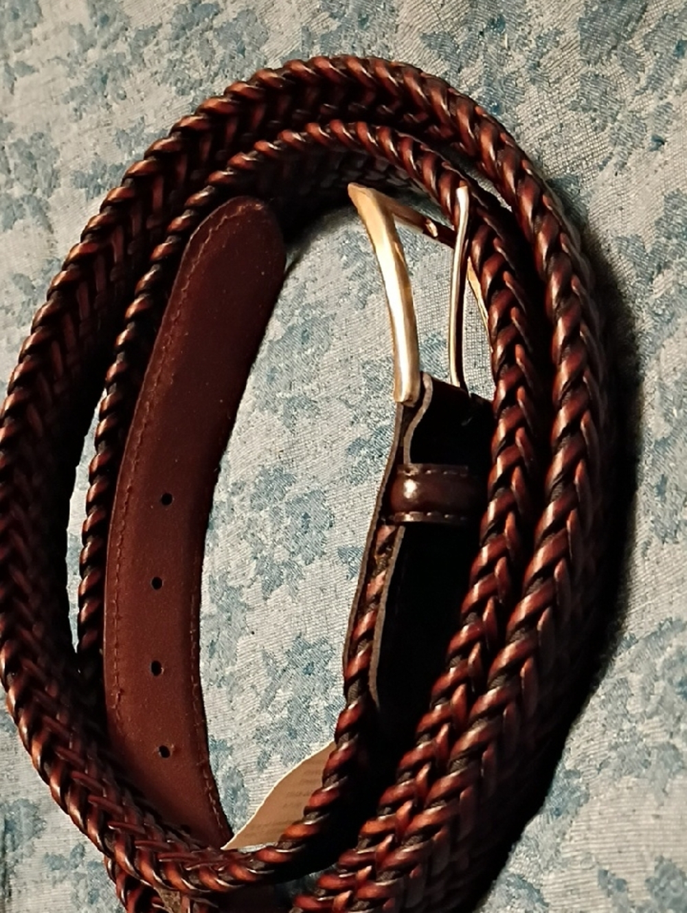 Braided Brown Leather Men's Belt - Classic Woven Style 60"..3x